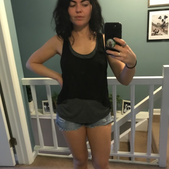 Flowy Charcoal Tank Top with Black Sheer Too - Picture 2 of 2